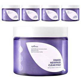 Isntree Onion New Pear Clear Pad 250ml, 60-pack, 5 packs / 이즈앤트리 어니언 뉴페어 클리어 패드 250ml, 60개입, 5개