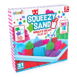 abeec Play Sand for Indoor and Outdoor Play, Colourful Play Sand For Kids, Create Amazing Sand Art, 21pc Set with x 5 Colour Sand, Moulds, Spade and Cutters for Endless Creative Fun For Boys and Girls