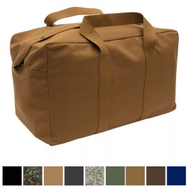 Rothco Canvas Parachute Duffle Cargo Bag Tactical Heavy Duty Cotton Large Carry - Earth Brown