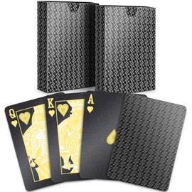 BIERDORF Waterproof Playing Cards - Durable Cool Plastic Deck of Cards - Standard Index Professional Poker Cards - Vintage Casino Card Themed Games for Family or Adults - 2 Pack of Black Diamond Style
