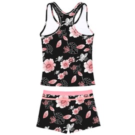 PROALLO Girls Bathing Suits Two Piece Vest Style Swimsuit with Boyshort Tankini Swimwear Butterfly