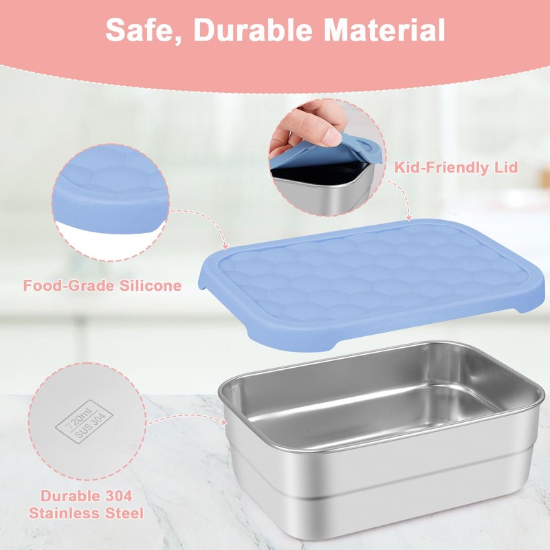 Caperci 25oz Large Stainless Steel Food Containers, 3-Pack Bento Lunch
