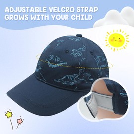 SmztTrend Baseball Cap for Baby Boys Girls Boys Dinosaur Caps Summer Sun Hat for Girls Cotton Baseball Hat for Toddler9(Navy,6-12M)