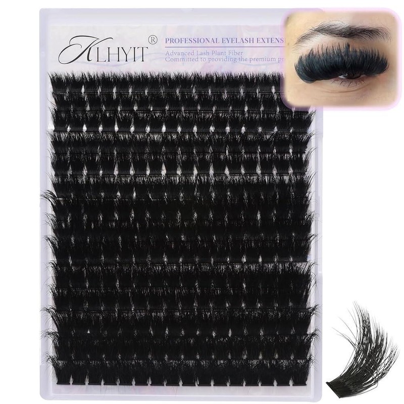 KLHYIT 200D 속눈썹 클러스터 12-20mm 두꺼운 볼륨 224pcs 밍크 인조