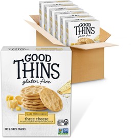 Good Thins Three Cheese Rice & Cheese Snacks Gluten Free Crackers, Bulk Snack Crackers, 6 - 3.5 oz Boxes