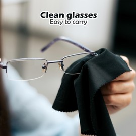 Juxiamal 4 PCS Microfiber Cleaning Cloths Glasses Cleaning Cloth Safe and Effective Cleans Eyeglasses, Screens, Tablets, Lens (Black and Light Gray)