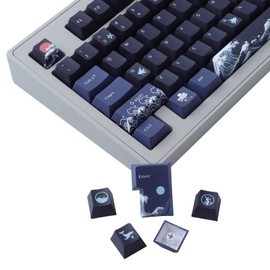 JakeTsai PBT Keycaps, 128 Keys Dye Sublimation Cherry Profile Keycaps with 6.25U Spacebar Keycap Set for Cherry MX Switches ISO/ANSI Layout Mechanical Keyboards