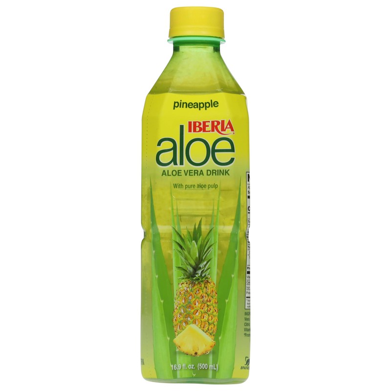 Iberia Aloe Vera Juice Drink with Pure Aloe Pulp, Pineapple,