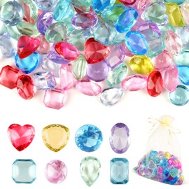 Hoiny Acrylic Diamonds Children, Pack of 100 Gemstones Digging for Children, Diamonds Colourful Crystals Children, Diamond Crystals Transparent Gemstones for Children's Birthday DIY Wedding Vases