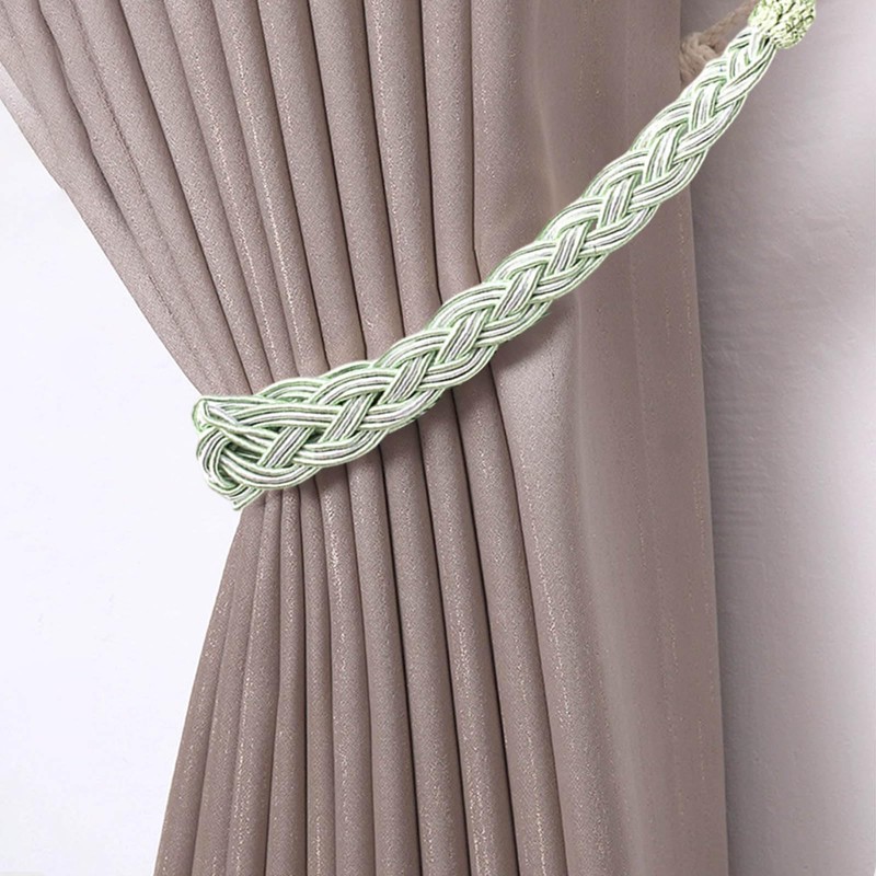 VBSYUYQ 2Pcs Green Tassel Rope Curtain Tiebacks 58cm No Drill