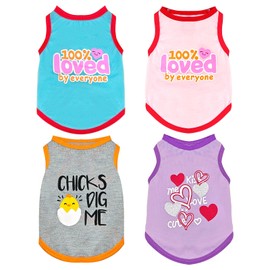 AXIIJGL 4 Pack Dog Shirts for Small Dogs Lightweight Shirt Sleeveless Tshirt Small Dog Clothes Stretchy Puppy Cat Pet Clothes for Small Breeds Like Chihuahuas Yorkies