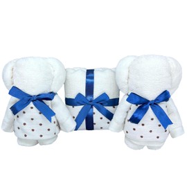 ALOeu Decorative Towels for Bathroom Kitchen Set of 3 Cute Bear Decor Hand Towels 100% Turkish Cotton - Housewarming Wedding Gift for Women - 13 x 30 in (White), medium-sized