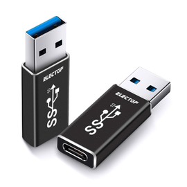 ELECTOP Adaptador USB 3.1 GEN 2 macho a tipo C hembra (2 paquetes), compatible con carga de doble cara y transferencia de datos, convertidor USB A a USB C 3.1 para PC, portátil, cargador, banco de