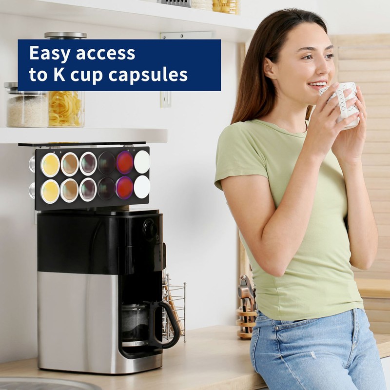 Wall Mounted Coffee Pod Holder Space Saving Under Counter Cabinet