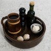 Hand Carved Wooden Round Platter with Handles Rustic Serving Tray,