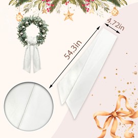 Vickasi Christmas Wreath Sash for Front Door, White Burlap Ribbon Sash Xmas Wedding Wreath Accessories for Thanksgiving New Year Decorations