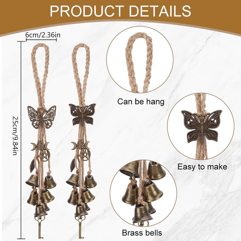 FREEBLOSS 4 Set Witch Bells DIY Kit for Door Knob
