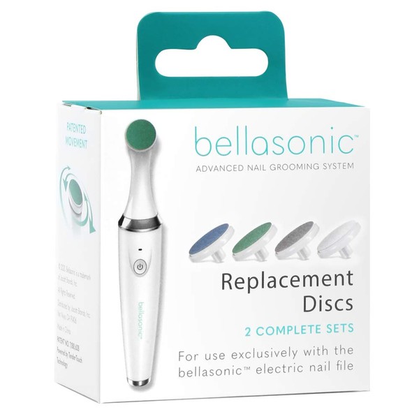 Replacement Discs for Bellasonic 4-in-1 Rechargeable Electric Nail File Set with Unique Oscillating Head – Shape, Smooth, Buff & Shine Nails | Remove Cuticles & Calluses (2 Sets)