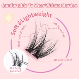 Self Adhesive Lash Clusters Kit Press-On Eyelash Clusters 10-14mm Cluster Lashes Glue Needed DIY Lash Extension Reusable with lash applicator Self Application at Home by MLEN DIARY (36 Pcs)