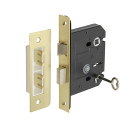 Satin Brass 3 Lever Mortice Key Lock for Doors - 76mm / 57mm Backset