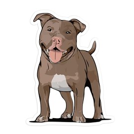 3.5" Brown Pit Bull Terrier Dog Sticker - Pitbull Vinyl Decal Stickers Brown Puppy Dogs Design Waterproof Cute Pittie Pup Pet Decals