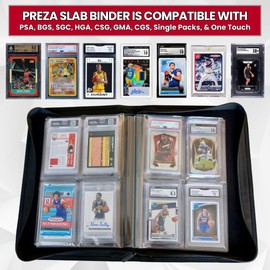 PREZA The Original Slab Binder - Graded Card Storage Binder - Holds 32 Graded Slabs - Premium Trading Card Album compatible with PSA, BGS, and SGC (Red)