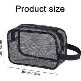 Shower Bag, Portable Mesh Shower Caddy Bag Black Gym Toiletry Bags Quick Dry Tote Bag Hanging Bathroom Zipper Bag Camping Organizer for Gym Travel Camping College Dorm Room Bathroom