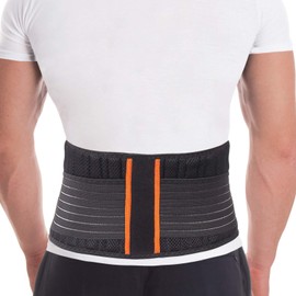 TOROS GROUP MANUFACTURE Back Support Belt Back Strap with Stabilising Rods for Pain Reduction and Posture Correction Adjustable Back Support Unisex with 8 Rib Stiffener Height 18 cm Black Small