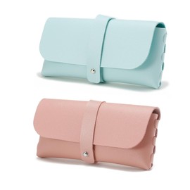 Pack of 2 Glasses Case, Soft Glasses Case, Sunglasses Case, Leather Glasses Case, Glasses Bag, Portable for Men and Women, PU Leather, Soft Glasses Case, Protective Case (Style B)