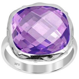 Orchid Jewelry 925 Sterling Silver Statement Rings For Women - Delightful 10.4 Carats Pink Amethyst with perfect Bezel Setting in a Cushion Shape