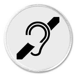 Deaf Symbol (black/white) 3" Sew On Patch Deafness Hard of Hearing Loss