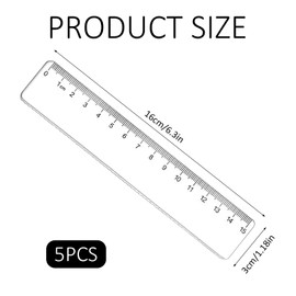 Transparent Plastic Ruler, Pack of 5 Rulers 15 cm Primary School, Shatterproof Rulers, Small Ruler, Measuring Ruler, Flexible Rulers, for Students, Office, Designer Painting