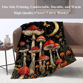Naniopick Mushroom Throw Blanket Gifts for Adults, 340GSM Mushroom Themed Gifts for Mushroom Lover,50"x60"Christmas Birthday Gifts for Women Men, Vintage Mushroom Throw Decor for Living Room Couch