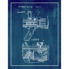 Fire Hose Nozzle Patent Print Midnight Blue with Border (5" x 7") M14092
