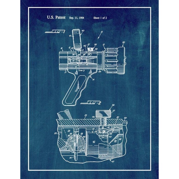 Fire Hose Nozzle Patent Print Midnight Blue with Border (5"