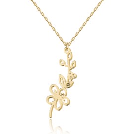 UMAGICBOX May Birth Flower Necklace Hawthorn Jewelry for Women - Mother's Day Gift for Mom, Daughter, Sister, Wife, Girlfriend - Taurus Gemini 18K Gold-Plated Pendant