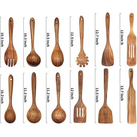 BOKALAKA Wooden Spoons for Cooking,12 Pack Wooden Utensils for Cooking Wooden Kitchen Ute
