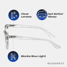 Readerest 0.25 Blue Light Reading Glasses - Lightweight Computer Glasses - Eye Strain, UV Glare Protection (Clear)