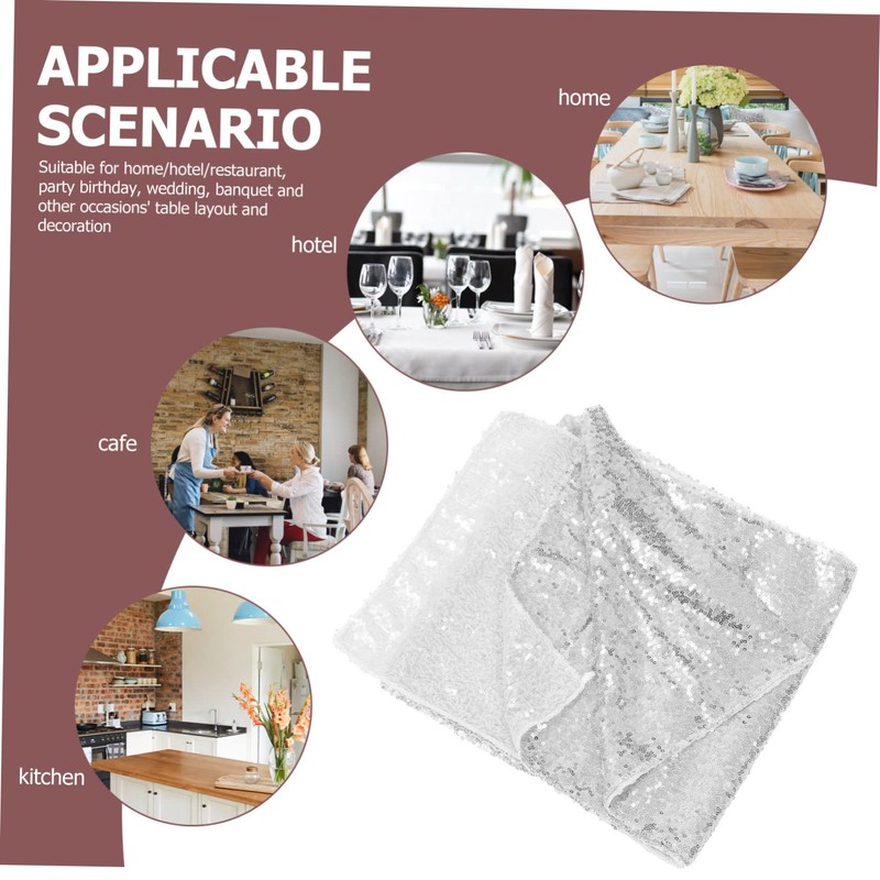 GRIRIW 1Pc Glitter Tablecloth Washable Home Table Runner for Restaurant