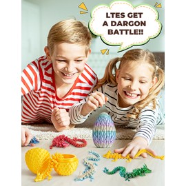 3D Printed Dragon in Egg, Articulated Crystal Dragon Egg Surprise Fidget Toy, Home Office Executive Desk Toys…