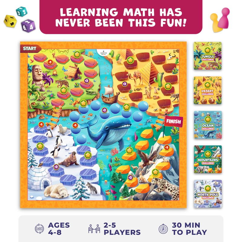 Number Hunter Math Board Game – Addition & Subtraction Adventure