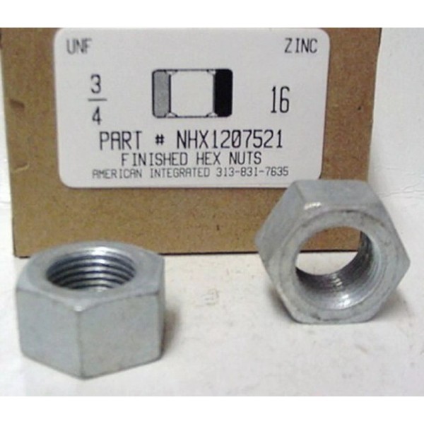 AMERICANINTEGRATEDSUPPLY.COM 3/4-16 Finished Hex Nuts Grade 2 Steel Zinc Plated