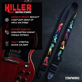 Killer-Q Guitar Strap - Stylish Straps for Electric and Acoustic Guitars With Leather Tabs, 2 Inches x 5 Feet, Tie-Dye Strippers
