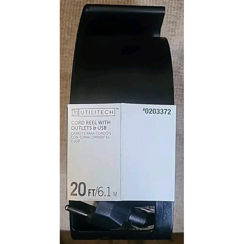 Utilitech NEW Extension Cord Reel 20' Cord Hand Wind Retractable