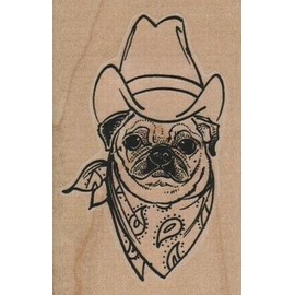 VLVS Pug In Scarf Rubber Stamp 2 x 3", Cute Dog, Dog Stamp, Pug Stamp