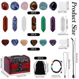 Dadabig Set of 28 Crystal Gemstones Mineral Stones Set with Chakra and Tumbled Stones Spherical Chakra Stones Heart Gemstone Crystal Necklaces Chakra Stones Set Gift