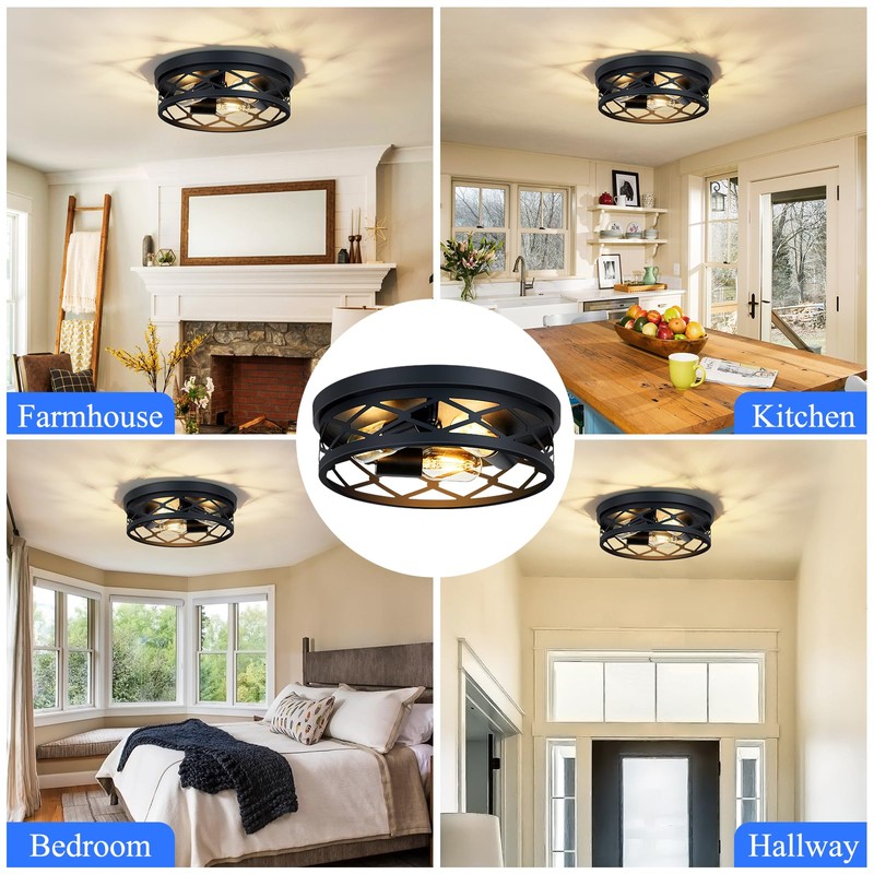 SKEJAO Flush Mount Ceiling Light Fixture, 3-Light Ceiling Light Fixture
