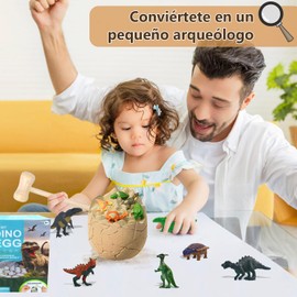 Grande Huevos de Dinosaurio Excavación Kits, Juguetes de Dinosaurio para Niños con 24 Diferentes, Contiene 24 tarjetas, Dino Egg Kit Arqueología Ciencia Educativa Regalo para Niños de 3 a 8 Años