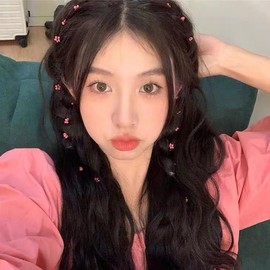 E EMZHOLE 2PCS Flower Hair Chains Cute Fairy Tassel Hair Clips Floral Hair Extension Hair Pin Hair Barrette Braided Hair Chain Hair Accessories Hair Strand for Women and Girls Hair Decorative (Hot Pink)