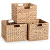 12x12x10in Water Hyacinth Storage Basket Large, Folding Cube Woven Wicker
